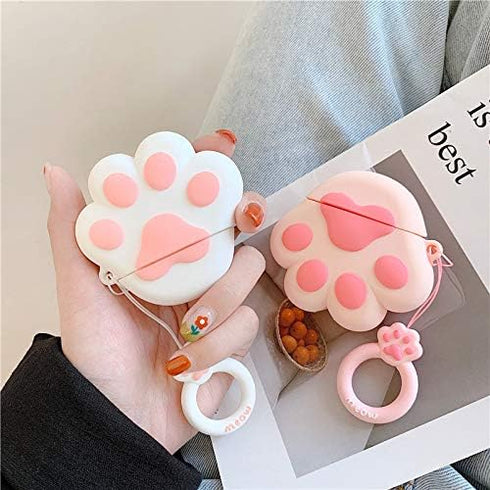 Cute Case for Airpods Pro, Silicone Cats Paw Shark Animal Cartoon Protective Soft Cover Skin with Anti-Lost Keychain (Cat Paw)...