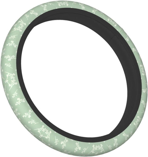 Steering Wheel Covers for Car,Ferns Sage Green Car Steering Wheel Cover for Men Women,Universal 15 Inches Car,Elastic Stretch Steering Wheel Cover...