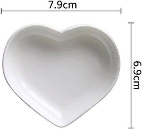BigNoseDeer Super Cute heart shape Ceramic Sauce Dish,Mini Side Seasoning Dish,Condiment Dishes/Sushi Soy Dipping Bowl,Snack Serving Dishes,Love P...