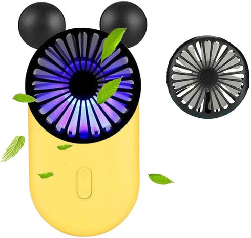 Cute Personal Mini Fan, Mini Handheld Fan, USB Rechargeable Portable Fan with Stylish LED Light,3 Speed Adjustable,Cute Mouse,for Kids Girls Woman...