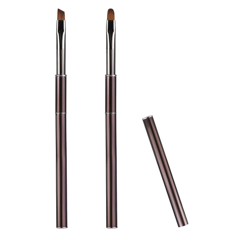 2pcs Nail Art Clean Up Brushes, Painting Brushes for Nails with Round & Angled Head Pen Painting Tools for Nail Art Design & Polish Mistake Cleani...