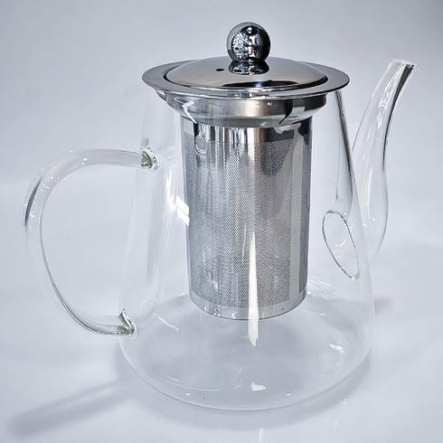 Clear Glass Teapot with Removable Stainless Steel Filter and Spout, Heat-Resistant Borosilicate Glass Teapot for Blooming Tea, Loose Leaf Tea...