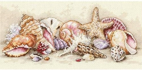Gold Petite Seashell Treasures Counted Cross Stitch Kit-8x4 18 Count...
