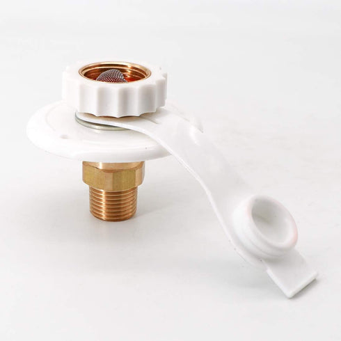 KIPA RV City water Fill inlet flange brass RV water hookup Connector FPT 1/2" Female thread 3" Flange white, With check valve backflow preventer i...
