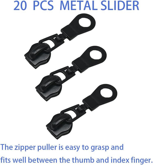 Meikeer 10Yards Bulk Zippers #5 Nylon Coil Zippers by The Yard with 20pcs Zipper Sliders for DIY Sewing Craft Bags(Black)...