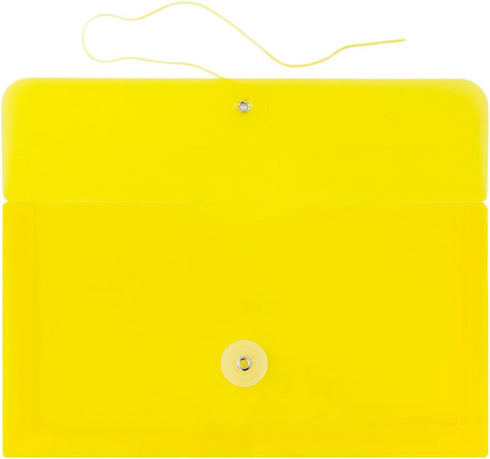 JAM PAPER Plastic Envelopes with Button & String Tie Closure - #10 Business Booklet - 5 1/4 x 10 - Yellow - 12/pack...