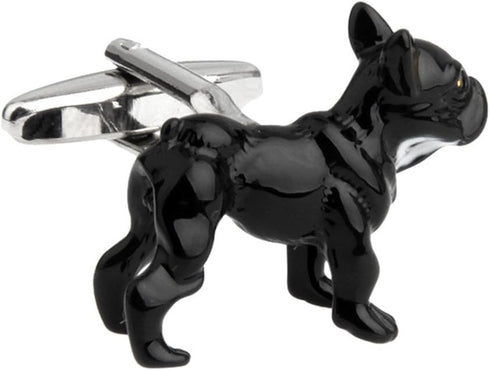 Painted French Black Dog Bulldog Cufflinks...