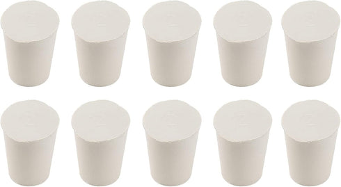 10 Pcs 2# White Solid Rubber Stoppers Tapered Lab Plugs, Dia. 20mm x Dia. 15mm - Height 26mm...