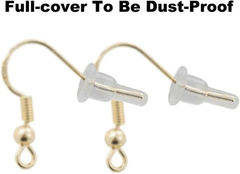 Clear Silicone Earring Backs - 150 Pcs / 75 Pairs Hypoallergenic Secure Push-Back Earring Stoppers for Stud Earrings, 10x6mm Full-Cover Studs Dust...