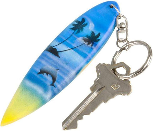 ArtCreativity Wooden Surfboard Keychains, Set of 12, Fun Key Chains for Backpack, Purse, Luggage, Great Giveaways for Birthday, Luau, Beach, and P...