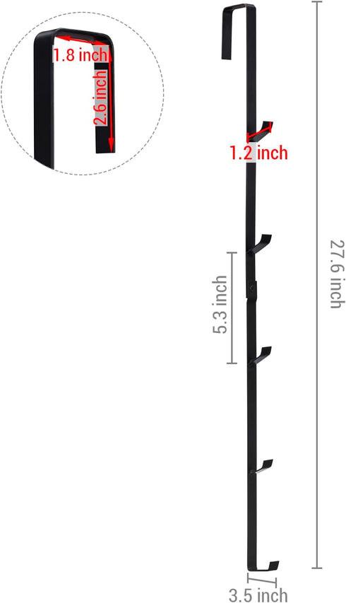 MyGift Black Metal Over The Door Hooks Heavy Duty Hanger for Hats, Coat, Scarf, and Purse, Door Hanging Rack Display Storage with 5 Hooks, Set of ...