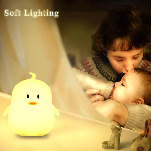 WHA&DARREN Penguin Night Light for Kids, Children Lamp Portable Rechargeable Silicone Baby Night Light, Remote Controlled Children's Animal Lamp K...
