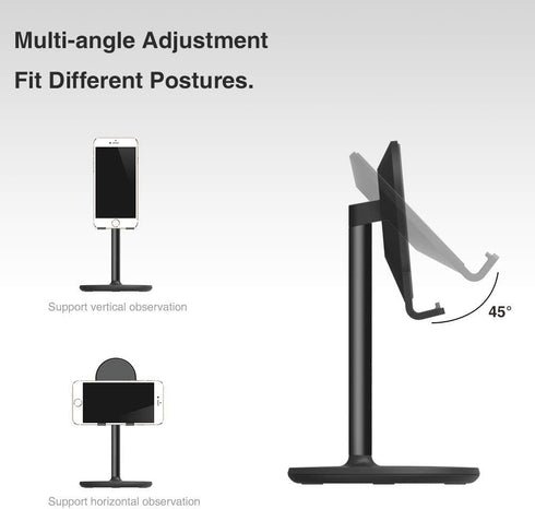 Bright Stone Phone Stand for Desk, Adjustable Cell Phone Holder for Desk, Compatible with 4"-12.9" Phones/Tablet/iPhone/iPad/Switch (Black)...