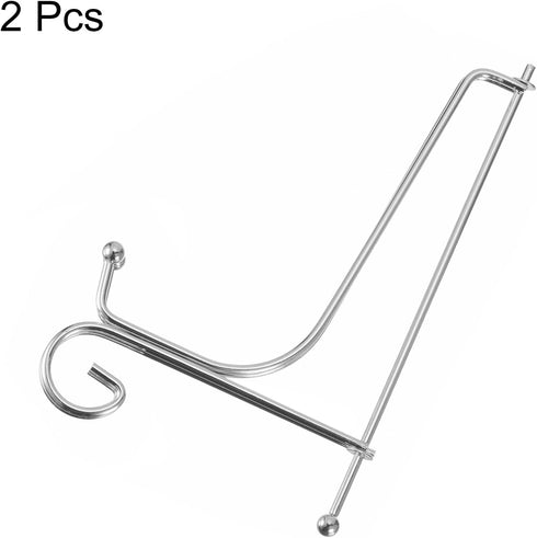 uxcell Plate Stand for Display, 6 Inch 2Pcs Iron Decorative Plate Holder Metal Easel Folding Display Stand for Photo Picture Frame, Silver...
