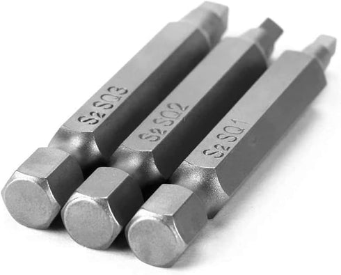 Fixinus 6 Pieces Square Screwdriver Bits, 1/4 inch Hex Shank S2 Steel Square SQ1 SQ2 SQ3 Drill Bits Magnetic Screwdriver Bit Set, 50mm Length...