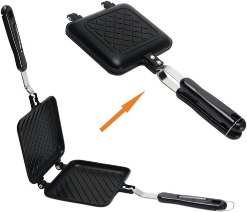 GEZICHTA Grilled Sandwich Panini Maker Mini Waffle Maker Panini Hot Sandwich Maker Pan Nonstick Double Sided Frying Pan Home Kitchen Breakfast Mac...