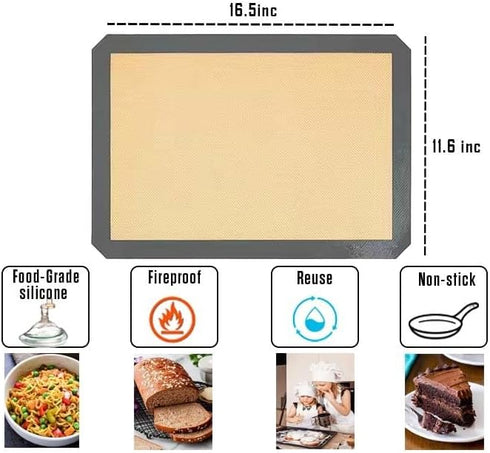 Silicone Mats for Baking Set of 2 Non-Stick Baking Mats Food Safe Cookie Sheet Liners for Effortless Baking...