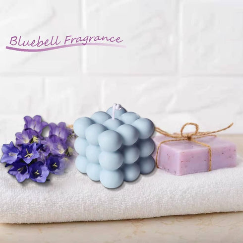 Bubble Candle Soy Wax Scented Cube Candle for Home Decor - Freesia and Bluebell Fragrance (White Blue)...