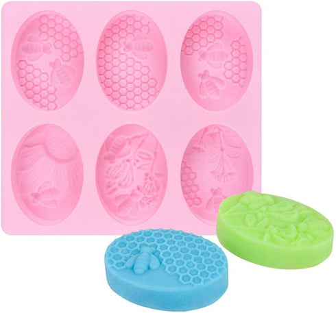 2Pcs Bee Silicone Soap Molds, Honeycomb Molds for Chocolate Jelly Candy Making...