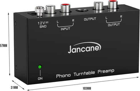 Phono Preamp for Turntable- Mini Electronic Audio Stereo Phonograph Preamplifier with RCA Input, RCA/TRS Output, Low Noise Operation, with 12 Volt...