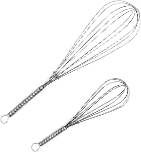 Whisks for Cooking Set, Stainless Steel Wisker for Baking, Blending, Rust-Proof Balloon Wire Whisker Egg Whisk Hand Mixers (8 in + 12 in, 2)...