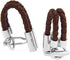 Leather Braided Brown Pair Cufflinks in a Presentation Gift Box & Polishing Cloth...