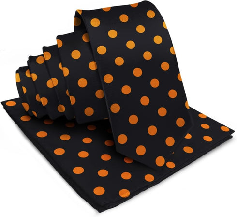 Vittorio Farina Premium Satin Polka Dot Necktie & Pocket Square Set for Men - Matching Men's Tie Set...