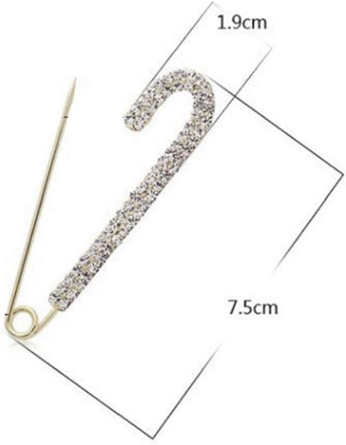 Women Crystal Big Safety Pin Jewelry Brooch Knit Scarf Lapel or Collar Brooch Pin...