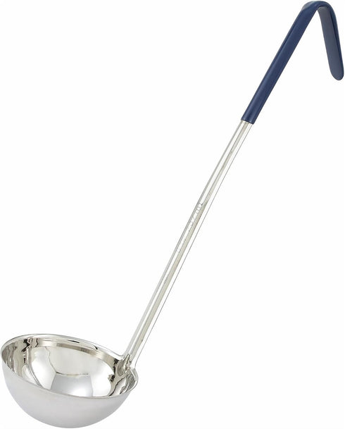 Winco Stainless Steel Ladle with Blue Handle, 8-Ounce, Medium...