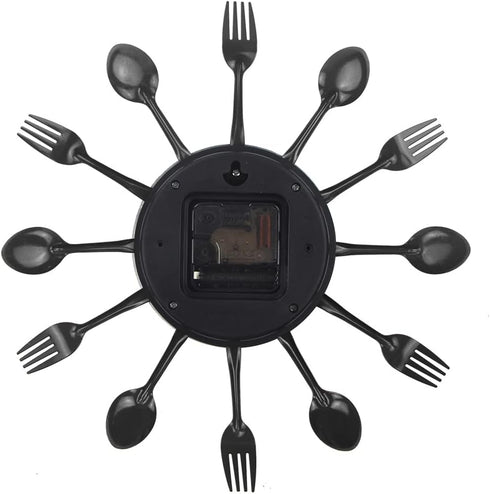 Timelike Kitchen Wall Clock, 3D Removable Modern Creative Cutlery Kitchen Spoon Fork Wall Clock Mirror Wall Decal Wall Sticker Room Home Decoratio...