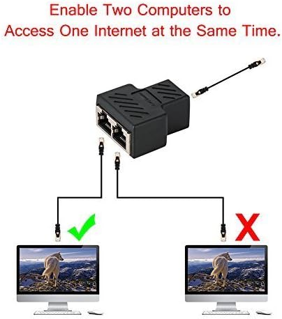 RJ45 Splitter Connectors Adapter 1 to 2 Ethernet Coupler Double Socket HUB Interface Contact Modular Plug Connect Network LAN Internet Cat5 Cat62 ...