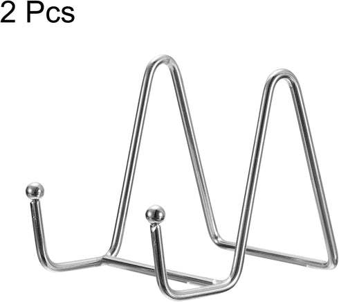 uxcell Plate Stand for Display, 2Pcs 3 Inch Iron Easel Plate Holder Display Stands Metal Decorative Plates for Picture Photo Book, Silver...