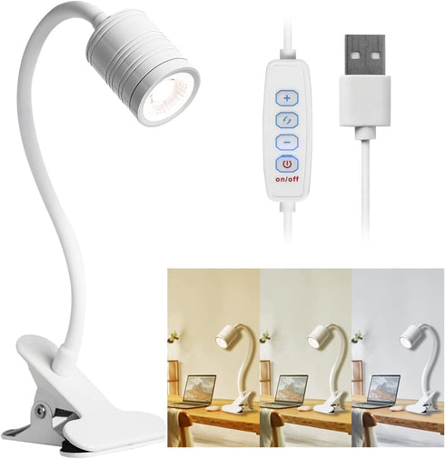EAGLOD LED 3 Brightness Clamp Light?Portable Clip Light LED Lamp, USB Plug Clip on Desk Lamp,360°Flexible Gooseneck Night Reading Light,Desk/Table...