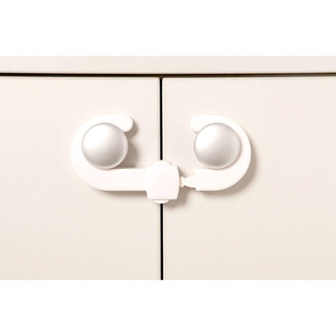 Dreambaby Secure -A-Lock - Child Proof Sliding Safety Locks - Suitable for Mushroom Knobs & D-Shaped Cabinet Door Handles - White - Model ?L712...