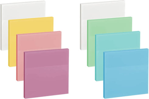 ENLUOM 400 Sheets Colored Transparent Sticky Notes - 3 x 3 in Translucent Sticky Notes, Pastel Clear Waterproof Self-Sticky Notes, See Through Sti...