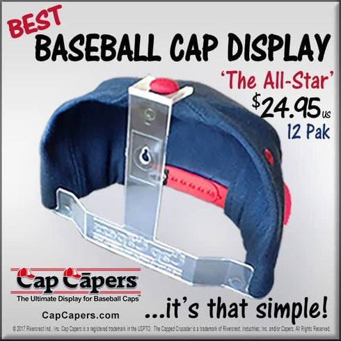 Baseball Cap Display; Wall Mounted Hat Rack; Baseball Cap Storage & Organization; Great for Cap Collectors (12)...