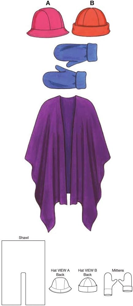Kwik Sew K3543 Hats Sewing Pattern, Mittens and Shawl...