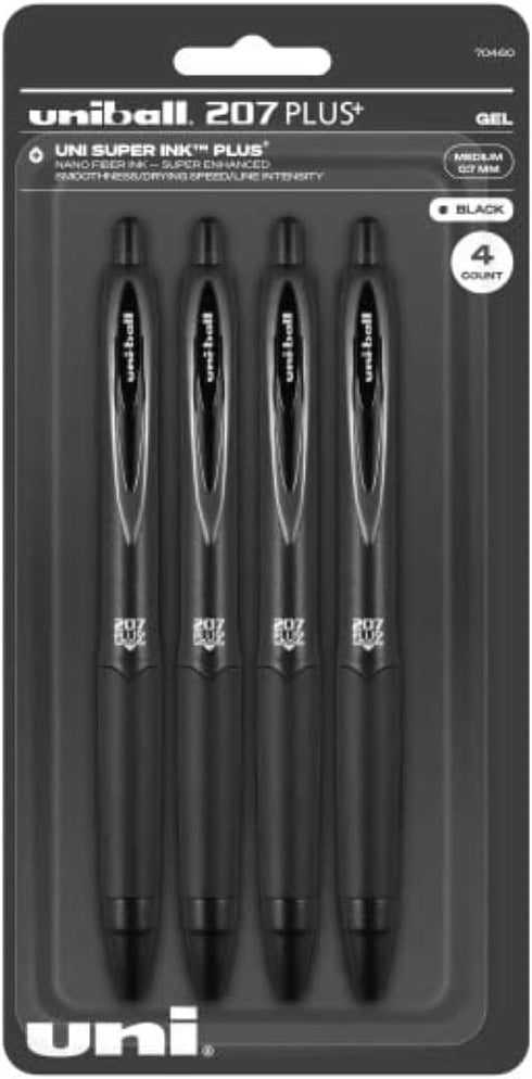 Uniball Signo 207+ Gel Pen 4 Pack, 0.7mm Medium Black Pens, Gel Ink Pens | Office Supplies Sold by Uniball are Pens, Ballpoint Pen, Colored Pens, ...