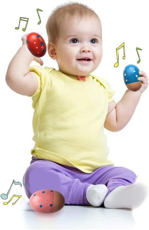 JoFAN 12 Pack Wooden Percussion Musical Shake Eggs Easter Egg Shakers for Kids Boys Girls Toddlers Easter Basket Stuffers Gifts...
