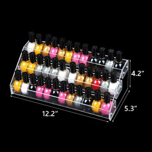 MineSign Nail Polish Holder Organizer Clear Acrylic Nail Polish Tray Fingernail Polish Display case 3 layers Essential Oils Holder Makeup Organize...