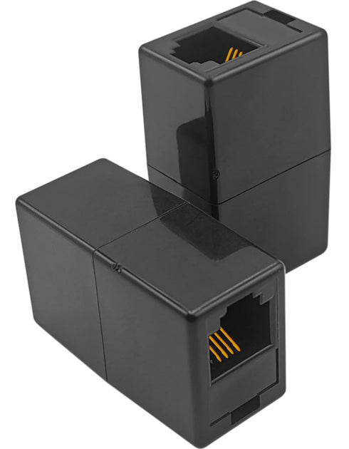 2Pack RJ11 Coupler Phone Line Connector Telephone Cord Adapter RJ11 6P4C Female to Female for Landline Phone and Fax Black...