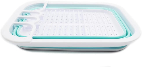 SAMMART 7.5L (2 Gallon) Collapsible Plastic Dish Drainer with Drainer Board - Foldable Drying Rack Set - Portable Dinnerware Organizer - Space Sav...