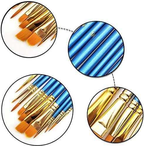 Acrylic Paint Brush Set,9 Packs / 90 pcs Nylon Hair Brushes for All Purpose Oil Watercolor Painting?Miniature Detail Painting Artist Professional ...