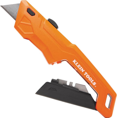 Klein Tools 44312 2-Piece Folding Utility Knife and Slide-Out Knife Set, FLICKBLADE, Retractable with On-Tool Blade Storage, Includes 5 Blades...