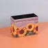 Sunflower Pen Holder Pencil Holder for Desk,2 Compartments PU Leather Desktop Pen Cup Storage Makeup Brush Holder for Office, School, Home, and Wo...