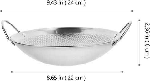 BESTonZON Stainless Steel Griddle Camping Wok Stainless Steel Everyday Pan Stainless Steel Wok Pan Korean Pan Carbon Steel Pan Reheating Pot Mini ...