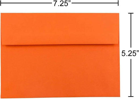 JAM PAPER A7 Colored Invitation Envelopes - 5 1/4 x 7 1/4 - Orange Recycled - 50/Pack...