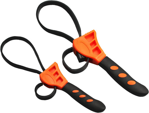 2Pcs Oil Filter Wrench Set, Car Repair Tools, Jar Openers Pipe Wrench, Rubber Strap Wrench Set for Mechanics Plumbers (Orange)...