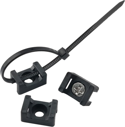 Saddle Type Mounts Base with 4.7inch Cable Ties and Tapping Screw ZZLZX 50 Sets 4.7 Inch Black Cable Zip Ties and Wire Cable Clips with Screw,Sadd...