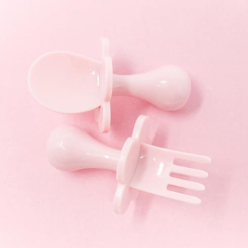 Grabease Baby & Toddler Utensils - Baby Forks for Self Feeding - BPA-Free & Phthalate-Free - 1 Set, Blush Toddler Fork & Self Feeding Spoon...